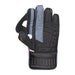 The Kookaburra LC 1.0 Wicket Keeping Glove 2026 in black and gray features a Velcro strap, textured fabric, and padded wrist for comfort, shown palm up against a white background.