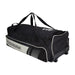 The Kookaburra Pro 3500 Wheelie 2026 is a large black/bone cricket bag with dual carrying handles, wheels for easy transport, and a side pocket, shown against a plain white background.