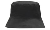 The Martin Berrill Sports Breathable Bucket Hat in black features durable polyester twill, a soft round crown, and a downward-sloping brim, displayed against a white background.