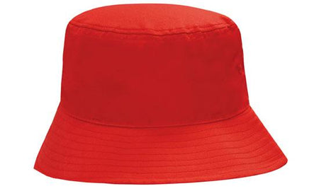 The Martin Berrill Sports Breathable Bucket Hat in red features durable polyester twill, a wide downward-sloping brim, and visible stitching for style and comfort.