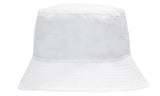 The Martin Berrill Sports Breathable Bucket Hat in white features durable polyester twill, a wide downward-sloping brim, and a simple design, shown against a white background.