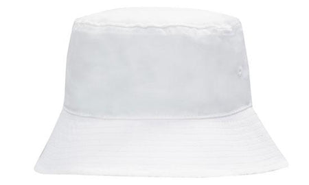The Martin Berrill Sports Breathable Bucket Hat in white features durable polyester twill, a wide downward-sloping brim, and a simple design, shown against a white background.