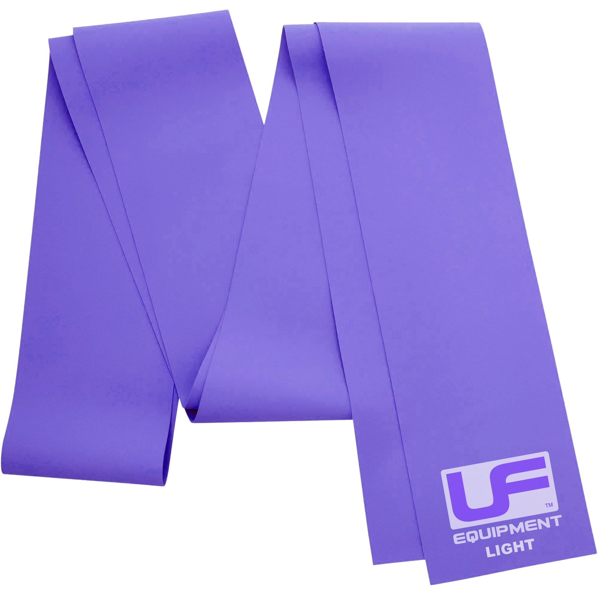 The Urban Fitness 2m TPE Resistance Band in Purple - Light is latex-free, ideal for stretching, light workouts, or physical therapy routines, with "UF Equipment Light" printed on one end.
