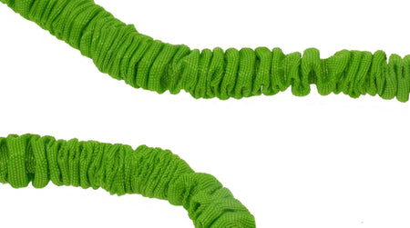 Close-up of two bright green Urban Fitness Safety Resistance Tubes with a textured, flexible surface—latex-free and ideal for strength training—shown against a white background.