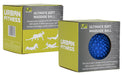 Two green and gray Urban Fitness Ultimate Soft Massage Ball boxes: one shows a blue spiky ball through a window, while the other displays product info and illustrations promoting deep tissue relief from Urban Fitness.