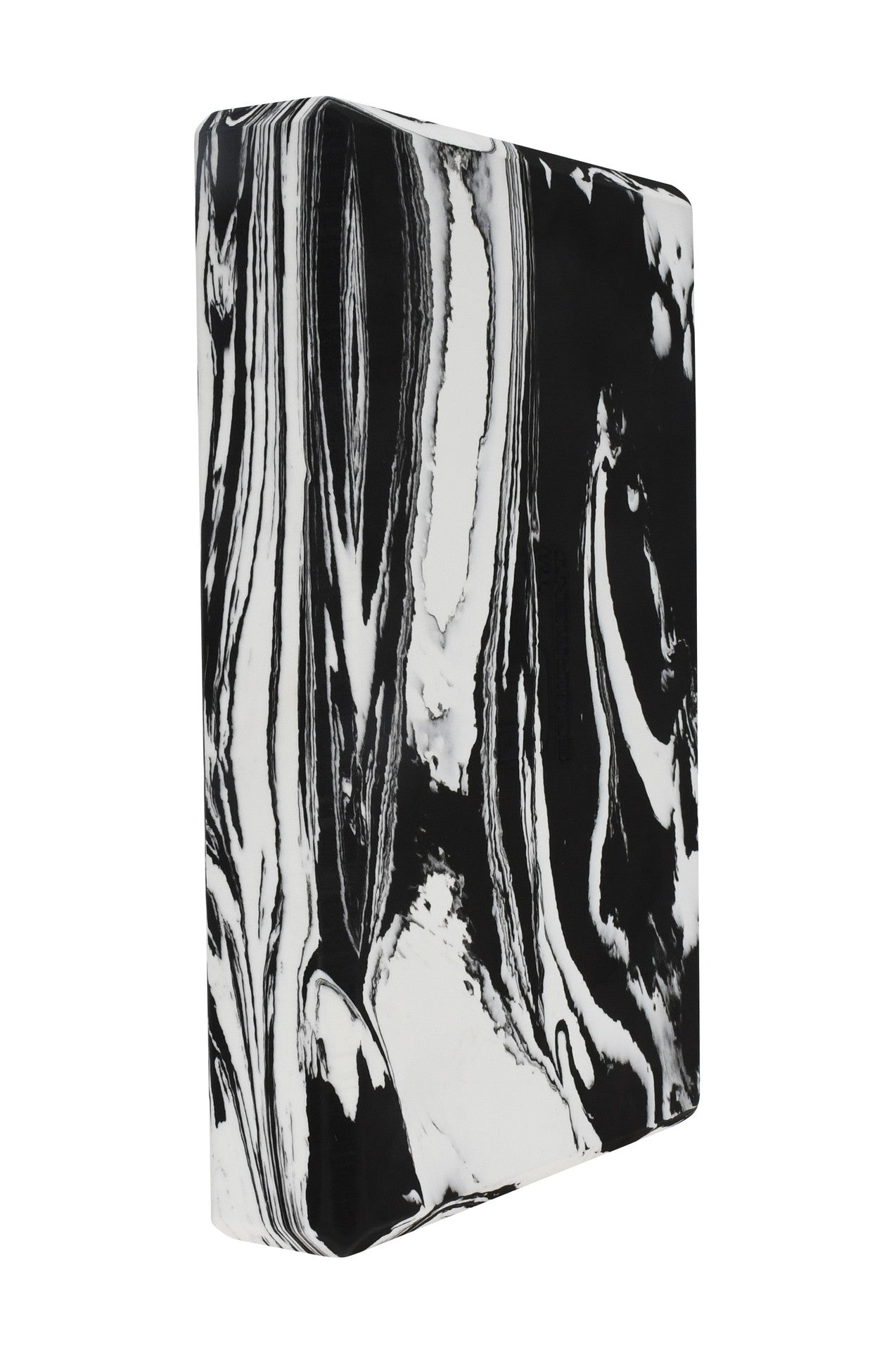 The Urban Fitness Marbled Yoga Block features a firm rectangular shape and a black-and-white marbled pattern with sweeping, abstract lines. Photographed against a plain white background, this yoga block combines style and support.