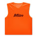 The Mitre Pro Training Bib in bright orange features a sleeveless design and V-neck, made for lightweight football training. "Mitre" is printed in black on the front.