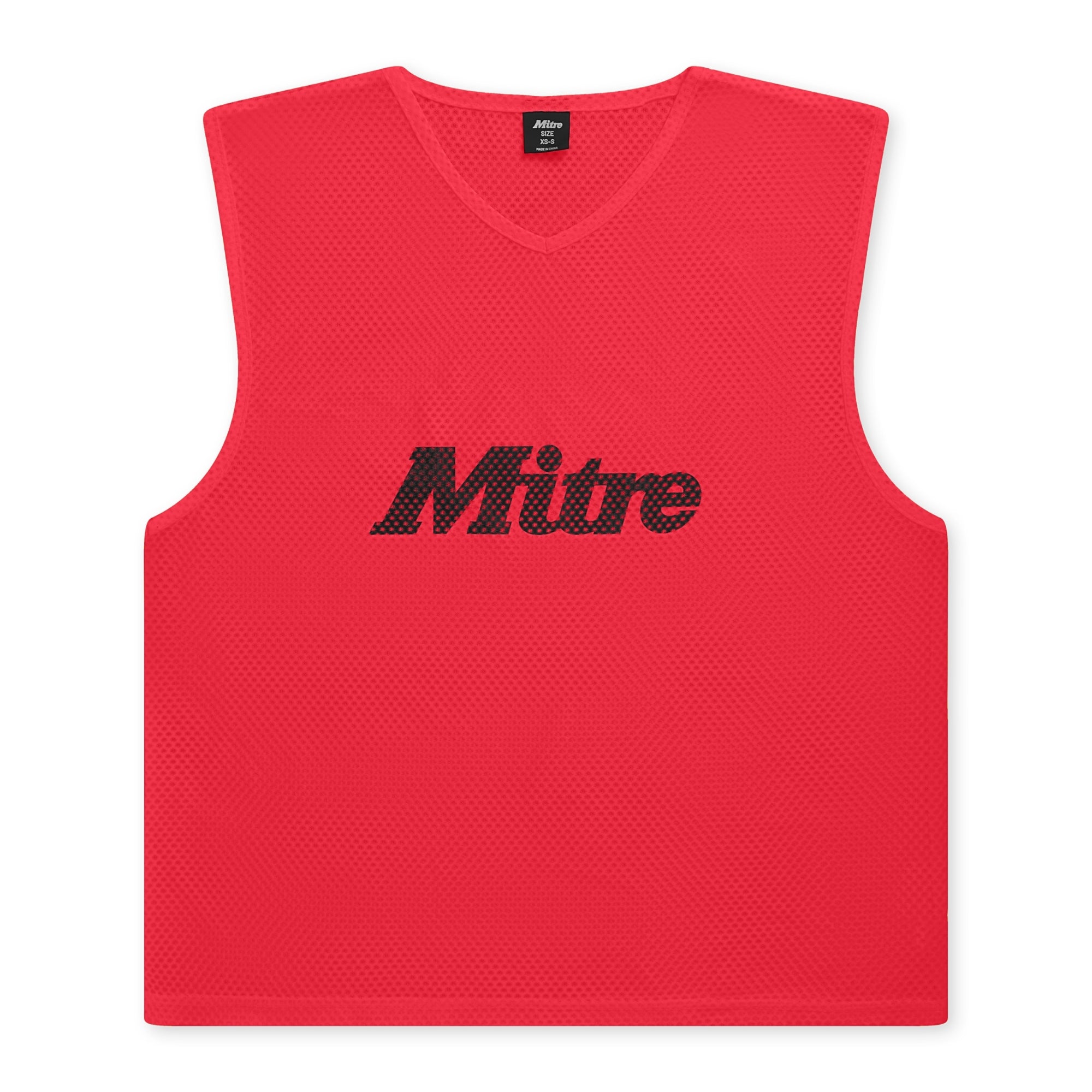The Mitre Pro Training Bib is a red, sleeveless mesh sports bib with "Mitre" in black across the chest—ideal for lightweight football drills or matches.