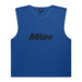 The Mitre Pro Training Bib is a sleeveless blue mesh sports bib featuring the bold black Mitre logo on the front, perfect for comfortable and stylish lightweight football sessions.