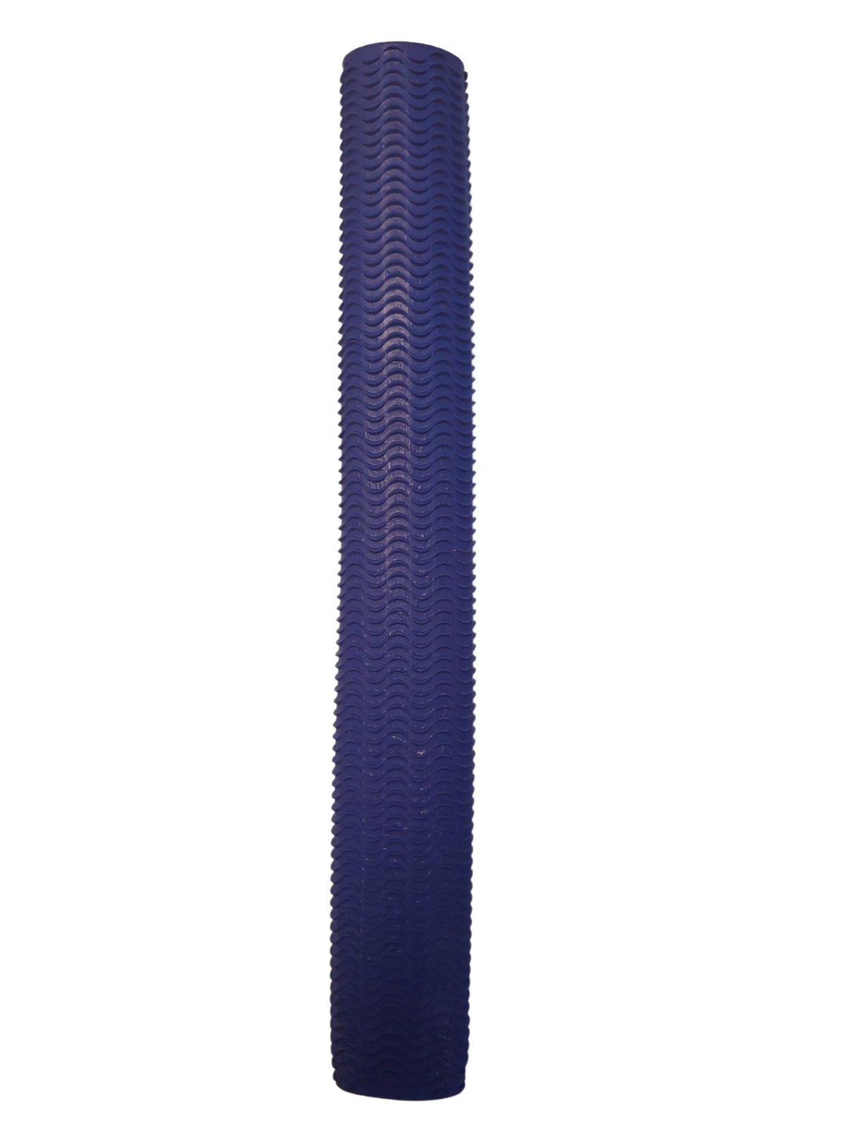 The Hunts County Wave Rubber Bat Grip by Hunts County is a long, blue, cylindrical grip with a wavy textured surface, resembling a cricket bat grip, standing upright against a white background.