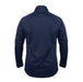 Back view of the Gray Nicolls Great Tew CC Pro Thermo Fleece pullover jacket in dark navy blue, featuring long sleeves and a high collar for warmth, displayed against a white background.
