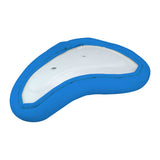 The Gray Nicolls Kookaburra 500 Female Abdo Guard, a curved white plastic protector with a blue padded edge, designed for impact protection in cricket, is shown on a plain white background.