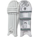 The Gunn & Moore 505 Batting Pads 2025 are white cricket pads with vertical front padding, adjustable back straps, and the Gunn & Moore logo—ideal protection for batsmen.
