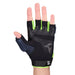 A left hand wears the Kookaburra Pro Spirit Handguard from Kookaburra, a black and green fingerless glove featuring a durable palm, textured grip, and velcro strap at the wrist, shown against a white background.