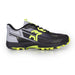 The Kookaburra Rogue Hockey Shoes by Kookaburra feature a black and gray design with bright yellow accents. Built with ETPU spring foam cushioning and a rugged, hockey-inspired tread, they’re ideal for athletic trail running and outdoor use.