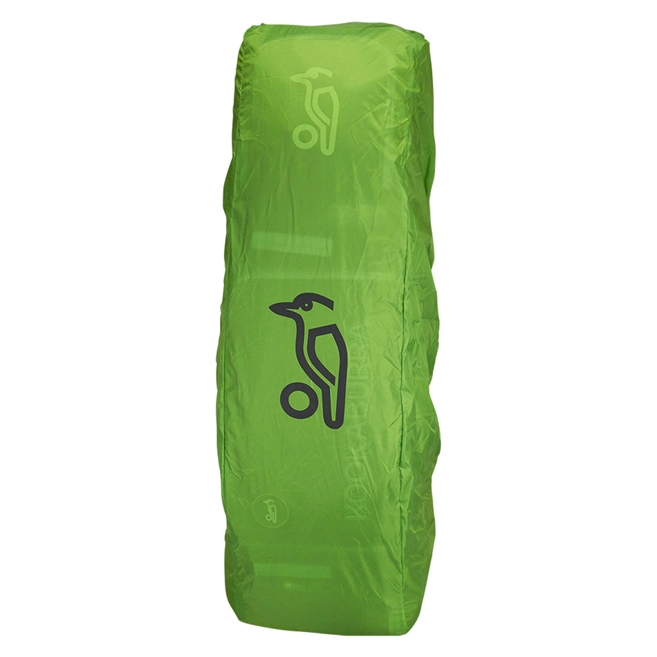 The Kookaburra Hockey Bag Raincover, in bright lime, offers full rain protection for your gear and features the Kookaburra logo prominently on the center and top. Fits neatly over large hockey bags.