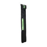 The Kookaburra Octane Stickbag 2025 is a black rectangular cover with a flap top, green logo, and KOOKABURRA branding on the side. It has an adjustable shoulder strap and stands upright against a white background.