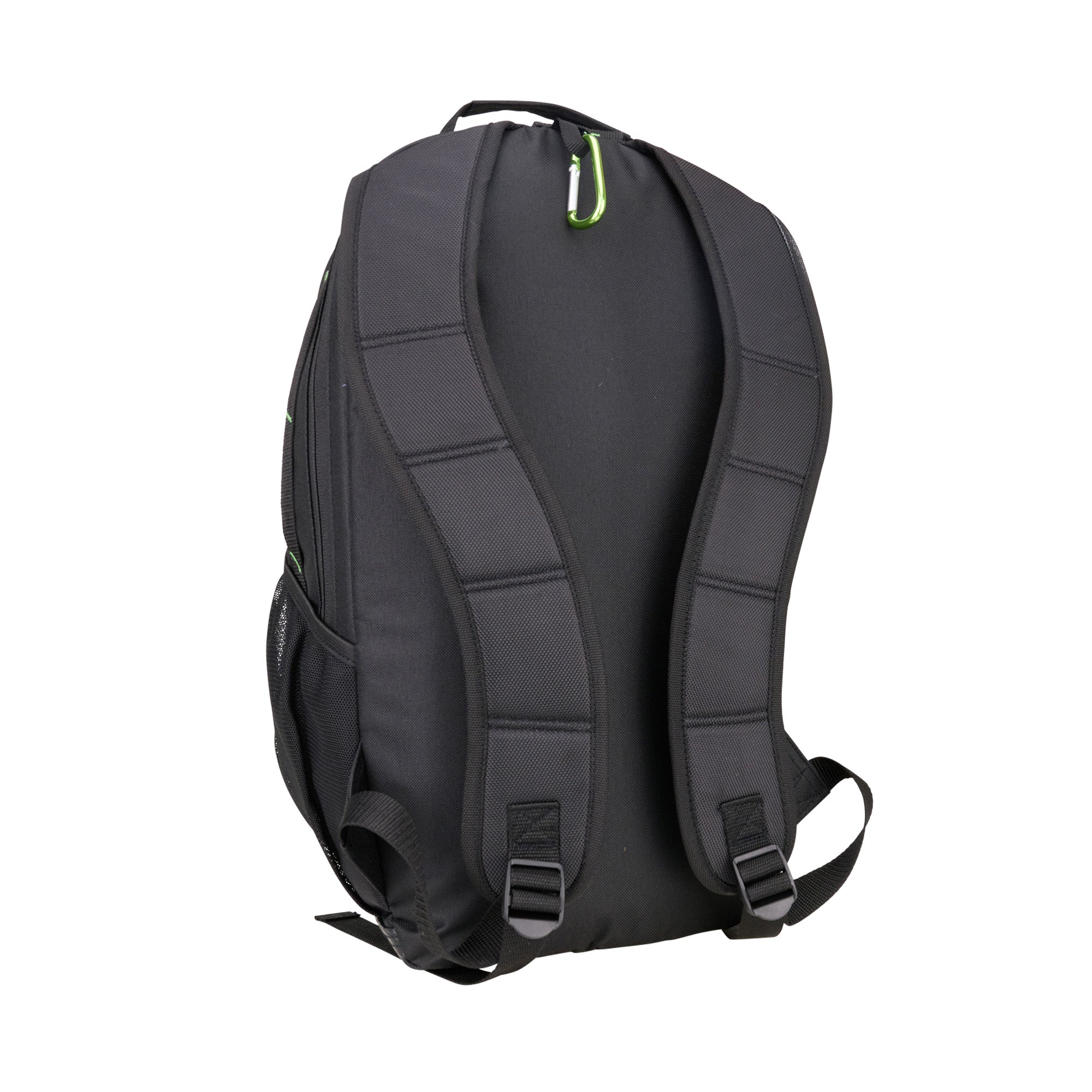 The Kookaburra Apollo Hockey Rucksack 2025 by Kookaburra is shown upright on a white background, featuring padded adjustable shoulder straps, a top carry handle, and green zipper accents.