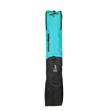 The Kookaburra Vex Hockey Bag 2026 by Kookaburra is a blue and black rectangular bag with a padded strap, zipper pocket, and front logo. Ideal for hockey gear, it stands upright against a white background.