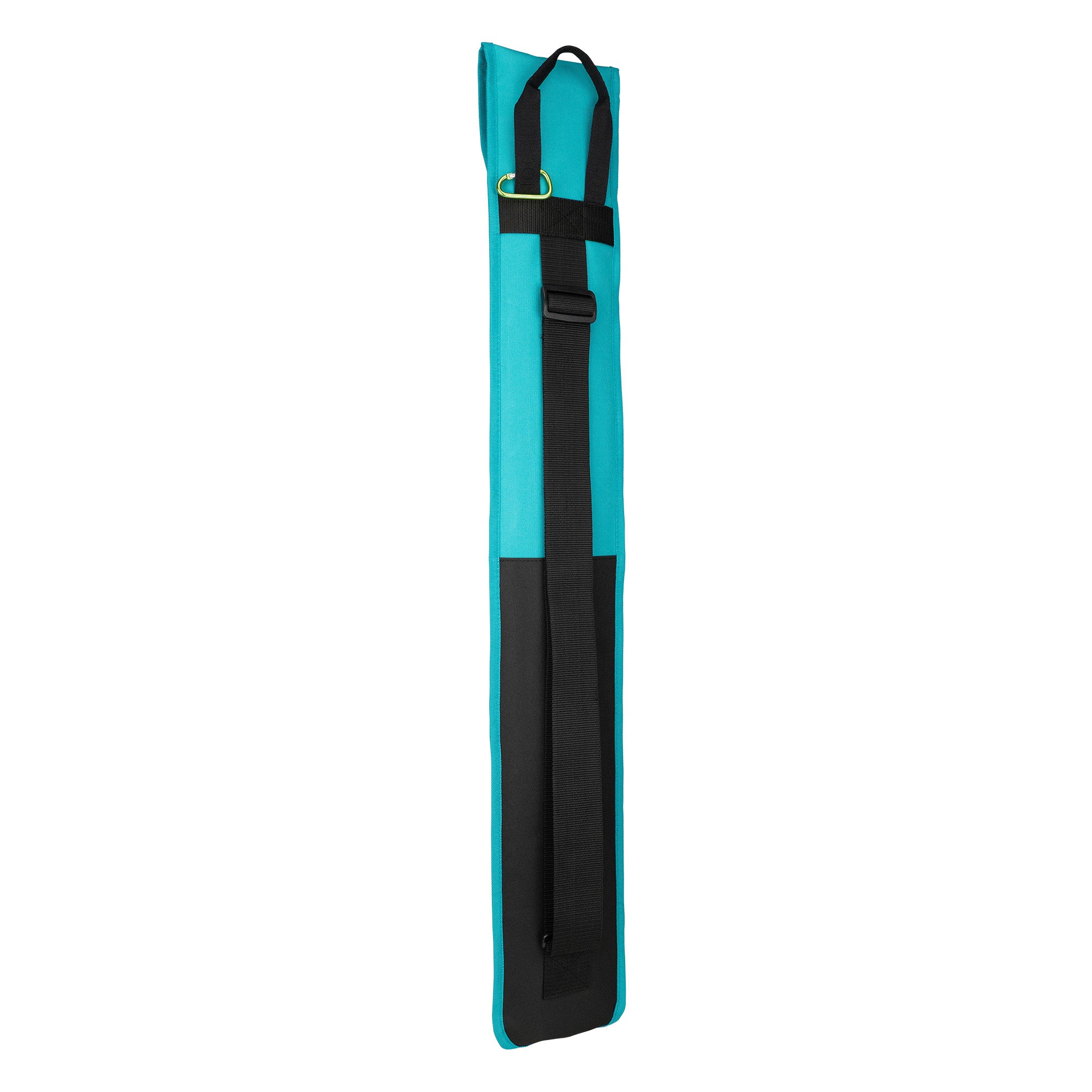 The Kookaburra Octane Hockey Stick Bag 2026 by Kookaburra is a turquoise and black fabric bag with a long vertical black strap, top pick-up handle, designed for carrying long, narrow items like hockey sticks.