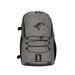 The Kookaburra Edge Rucksack 2026 by Kookaburra is a gray and black bag with a penguin logo, front bungee cords, top zipper, side pockets, ergonomic design, and padded laptop sleeve, shown on a plain white background.