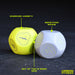 Urban Fitness Fitness Dice: Two 8-sided dice—one yellow with exercise icons, one gray with numbers—offer workout variety and rep ranges for fun home workouts. Urban Fitness logo shown on a dark surface.