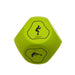 The Urban Fitness Fitness Dice by Urban Fitness is a yellow, hexagonal dice with a black squatting icon and the word "SQUAT" beneath it—ideal for adding fun to your home workouts.