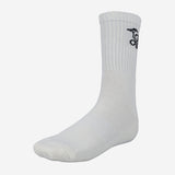A single cream Kookaburra Cricket Sock featuring ribbed cuffs, a cushioned sole, and a black abstract logo near the top is displayed against a plain white background.
