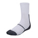 The Kookaburra Air Flex Sock is a white cricket sock with a cushioned sole, black cushioned heel and toe, ribbed ankle detail, and black Kookaburra text on the side. Displayed on an invisible foot mannequin. Brand: Kookaburra.