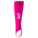 The Kookaburra Hockey Shin Sleeves by Kookaburra, in pink with a white bird logo and stirrup design, offer athletic or medical support inspired by traditional shin guard sleeves.