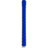 A close-up of a tennis racket handle wrapped in a bright blue Mercian Chamois Hockey Grip (Pack of 10) by Mercian, featuring a small section of white at the bottom, set against a plain white background.