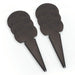 Five black Plain Throwing Markers (Bishop Sports) with round tops and pointed ends are arranged in two rows on a white background. Made of powder-coated metal, they’re available in white or black.