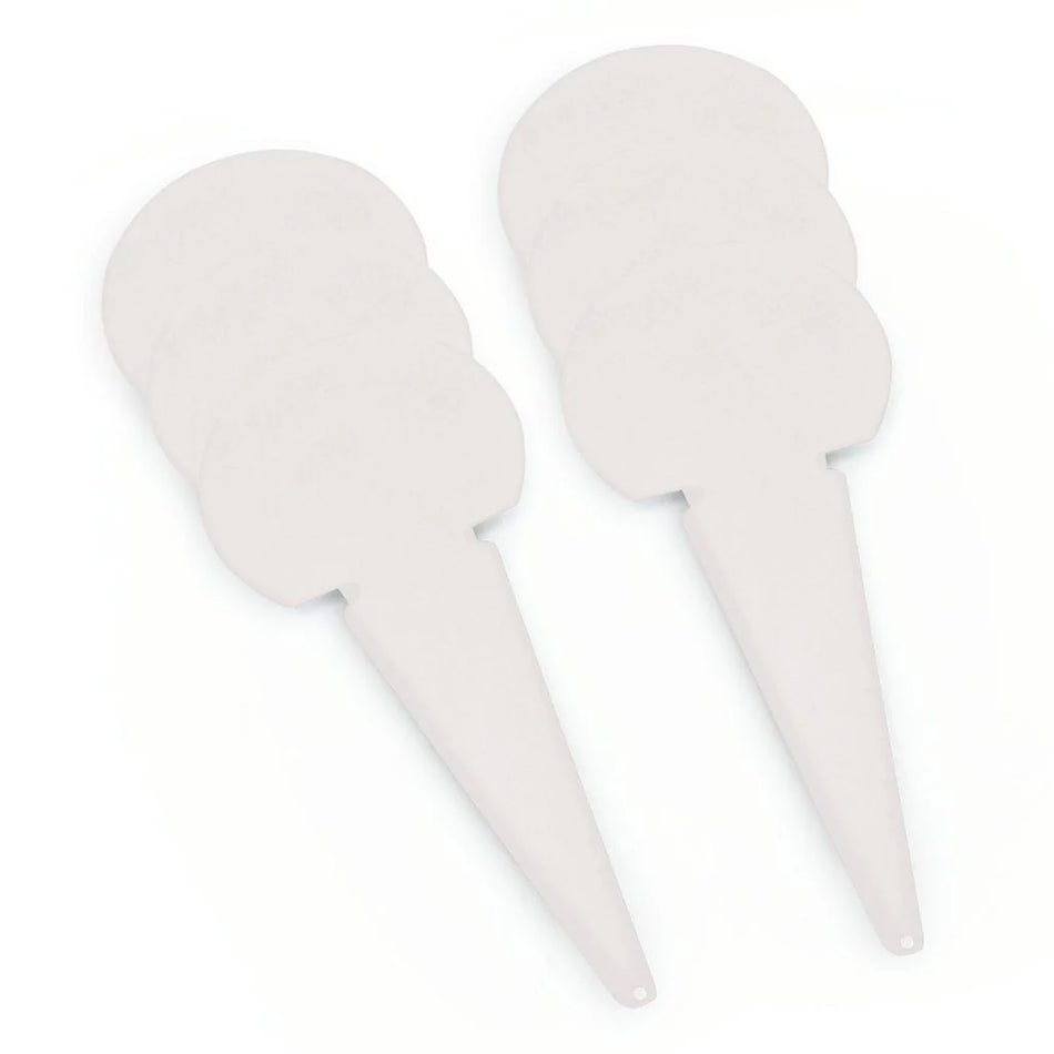 Two stacks of Bishop Sports Plain Throwing Markers in white, each with a 7.5cm face and rounded tops, are arranged side by side on a white background.
