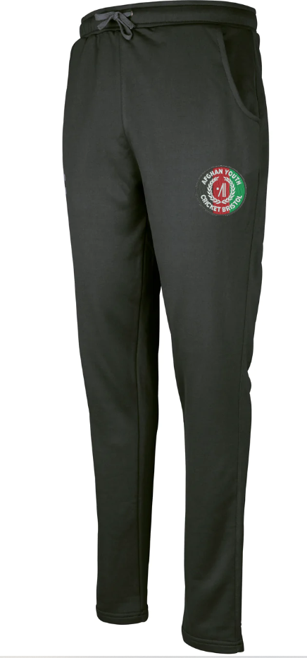 Gray Nicolls Afghan Youth Cricket Bristol CC Pro Performance Training Trousers feature side pockets and a drawstring waistband—perfect for athletic use as cricket trousers.