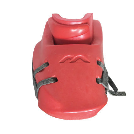 The Mercian Evolution Pro Goalkeeper Kickers offer advanced protection with a red plastic shell, black adjustable straps, and a curved design. Embossed details and custom fit deliver rebound technology inspired by professional Mercian gear.