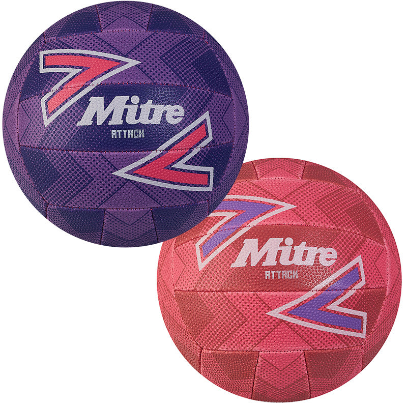 A close-up of the Mitre Attack Training Netball by Mitre, designed with a grippy surface for better control.