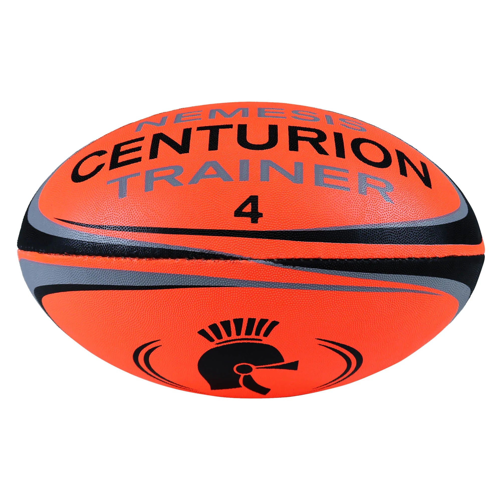 The Centurion Nemesis Fluo Training Rugby Ball by Centurion comes in fluo orange and is designed for lasting durability, making it ideal for training sessions.