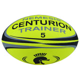 The Centurion Nemesis Fluo Training Rugby Ball, in Fluo Yellow, is a durable rugby ball designed for high visibility and consistent training sessions.
