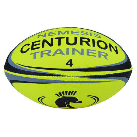 The Centurion Nemesis Fluo Training Rugby Ball by Centurion, in fluo yellow, is a durable, high-visibility rugby ball perfect for training sessions.