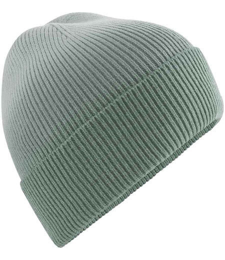 A light green ribbed knit beanie with a folded brim from Martin Berrill Sports, part of their Custom Branded Bobble Hats & Beanies range—ideal for stylish, personalized headwear.