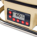 Close-up of the digital control panel on the Bola Hockey Machine by Bola, a vital tool for hockey training, showing a speed setting of 60 mph. The panel includes clearly labeled SPEED, FN, BIAS, and ON/OFF buttons, with a handlebar visible in the foreground—ideal for dedicated hockey practice sessions.