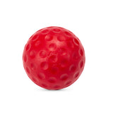 A Bola Bowling Machine Ball by Bola, featuring a red color and a dimpled surface reminiscent of a golf ball, shown against a white background—perfect for use with Bola bowling machines or as practice balls for cricket training sessions.
