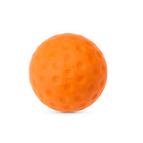 A Bola Bowling Machine Ball by Bola, in bright orange and featuring a dimpled surface reminiscent of cricket training balls, is centered on a white background.