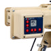 Close-up of the Bola BOLA Junior Bowling Machine control panel showing a speed setting of 45 mph, with dedicated buttons for speed, bias, and power. The panel is mounted on beige metal equipment—ideal for junior cricket practice sessions.