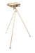 A tan-colored Bola Professional Bowling Machine by Bola, similar in function to an automatic baseball pitching machine, is mounted on a tall three-legged tripod and designed for cricket batting practice.