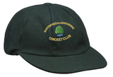 The Bartestree & Lugwardine CC Traditional Cap by Hunts County is a dark green cricket cap with the club’s embroidered yellow logo featuring BARTESTREE & LUGWARDINE CRICKET CLUB, a green tree, and blue water—ideal for all players and supporters.