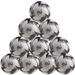 A pyramid stack of ten Samba Sports Infiniti Training Footballs in silver, white, and black—each printed with INFINITY—a perfect ten-ball pack for training on grass pitches.