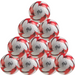 A ten-ball pack of Samba Infiniti Training Footballs by Samba Sports, featuring red, black, and white colors—ideal for training on grass pitches.