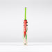 The Gray Nicolls Havoc 1.3 GN550 Junior Cricket Bat 2026, featuring a light wooden blade, red and green accents, and a bright green grip, stands upright against a plain white background.