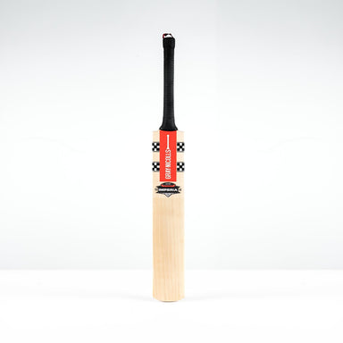 A Gray Nicolls Imperia 1.0 Players Edition Cricket Bat 2026 with a black handle and a red, white, and black IMPERIAL label stands upright against a plain white background.